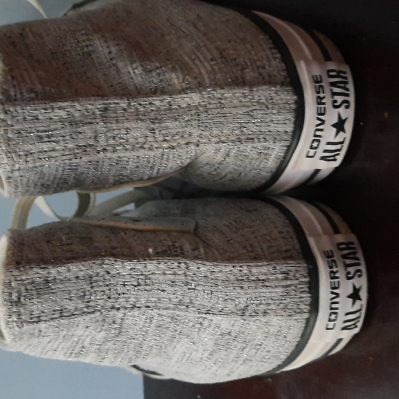 Converse Chuck Taylor All Star Grey & Glitter Fabric High Top Sneakers Size 6.5 - Picture 7 of 15
